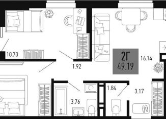 Продажа двухкомнатной квартиры, 49.2 м2, Аксай