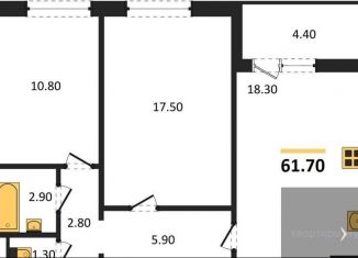 Продажа двухкомнатной квартиры, 61.7 м2, Воронеж, улица Фёдора Тютчева, 107