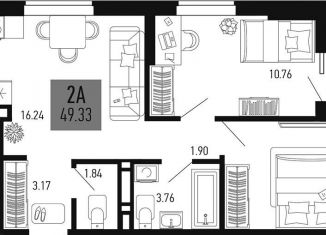 Продам 2-ком. квартиру, 49.3 м2, Аксай