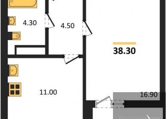 Продается 1-комнатная квартира, 38.3 м2, Воронеж