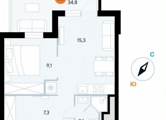 Продам 1-комнатную квартиру, 44.7 м2, поселок городского типа Заозерное, улица Аллея Дружбы, 10А