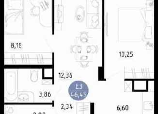 Продам двухкомнатную квартиру, 46.5 м2, Рязань