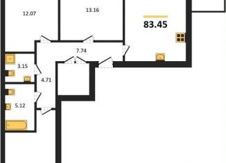 Продам 3-ком. квартиру, 83.5 м2, Калининград, Арсенальная улица, 31к1