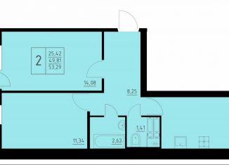 Продается двухкомнатная квартира, 53.3 м2, Пермь