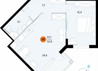 Однокомнатная квартира на продажу, 57.2 м2, поселок городского типа Заозерное, улица Аллея Дружбы, 10А
