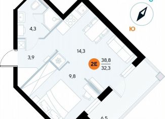 Продается 1-ком. квартира, 38.5 м2, поселок городского типа Заозерное, улица Аллея Дружбы, 10А