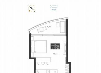 Квартира на продажу студия, 36.4 м2, Крым, улица Сусловой, 3