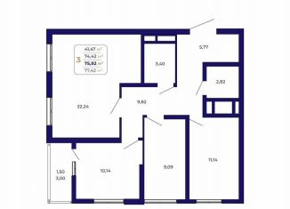 3-комнатная квартира на продажу, 75.9 м2, Республика Башкортостан
