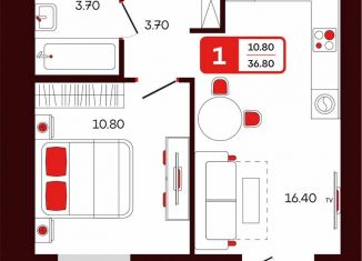 Продам 1-комнатную квартиру, 36.8 м2, Туймазы, переулок Луначарского, 3