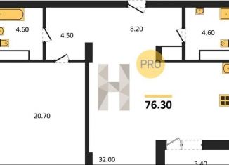 Продажа однокомнатной квартиры, 76.3 м2, Воронеж