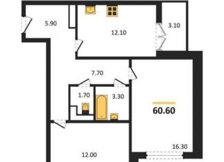 2-ком. квартира на продажу, 60.6 м2, Воронеж, улица Полковника Богомолова, 1Т