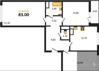 Продам трехкомнатную квартиру, 83 м2, Воронеж