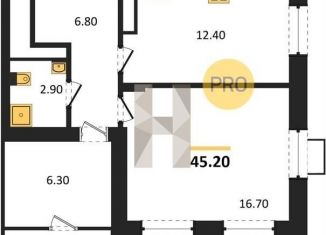 Продажа однокомнатной квартиры, 45.2 м2, Воронеж