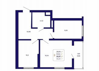 Продаю двухкомнатную квартиру, 53.4 м2, Республика Башкортостан