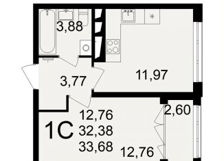 Продажа 1-комнатной квартиры, 33.7 м2, Тула