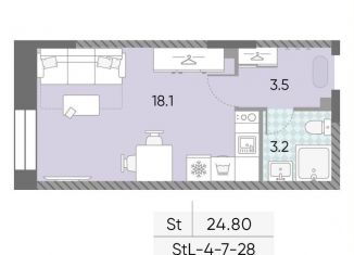 Квартира на продажу студия, 24.8 м2, Москва, ЖК Зиларт, 18/19/27, метро ЗИЛ