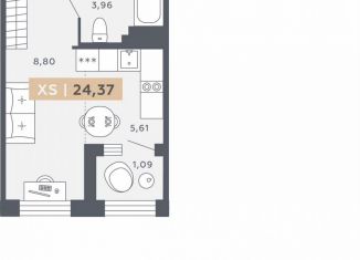 Квартира на продажу студия, 24.4 м2, Санкт-Петербург, Московское шоссе, 13ВА, ЖК Звёзды Столиц