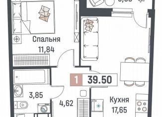 Продам 1-комнатную квартиру, 39.5 м2, Мурино, ЖК Авиатор