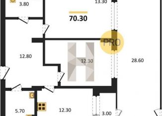 Продам 2-комнатную квартиру, 70.3 м2, Воронеж