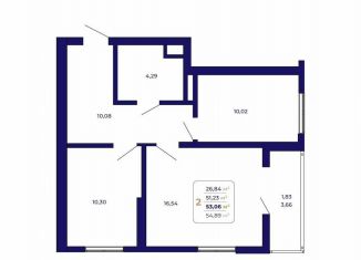 Продается 2-ком. квартира, 53.1 м2, Республика Башкортостан