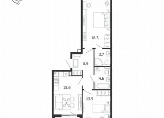 2-ком. квартира на продажу, 67 м2, посёлок Шушары, Соколиная улица, 5