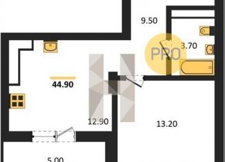 Продается однокомнатная квартира, 44.9 м2, Воронеж