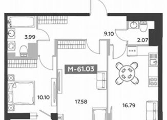 Продаю 2-комнатную квартиру, 61 м2, Санкт-Петербург, бульвар Головнина, 6к1, ЖК Аквилон Залив