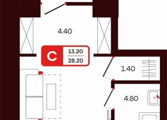 Квартира на продажу студия, 28.2 м2, Туймазы, переулок Луначарского, 3