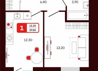Продажа 1-ком. квартиры, 37.8 м2, Туймазы, переулок Луначарского, 3