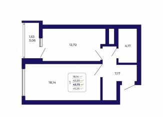 Продаю однокомнатную квартиру, 43.7 м2, Республика Башкортостан, проспект Дружбы Народов, 5