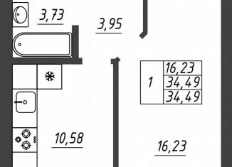 1-ком. квартира на продажу, 34.5 м2, Тольятти