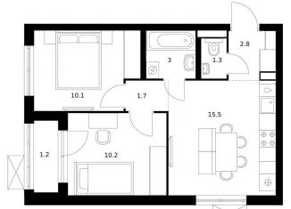 Продаю двухкомнатную квартиру, 45.8 м2, Ярославль, ЖК Волга Парк