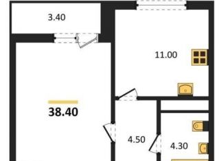 1-ком. квартира на продажу, 38.4 м2, Воронеж
