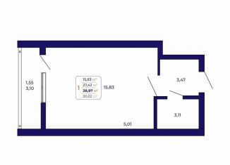 Квартира на продажу студия, 29 м2, Республика Башкортостан, проспект Дружбы Народов, 5