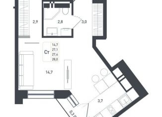 Продаю квартиру студию, 27.4 м2, Московская область