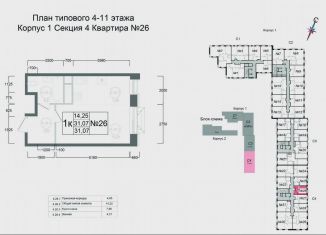 Продаю квартиру студию, 31.1 м2, Московская область, улица Курзенкова, 14
