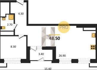 Продам однокомнатную квартиру, 48.5 м2, Воронеж