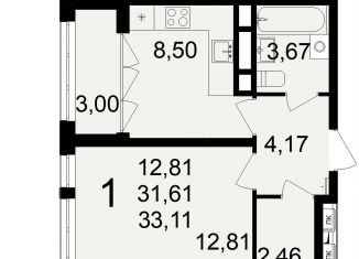 Продажа 1-ком. квартиры, 33.1 м2, Тула