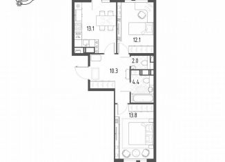 Продажа двухкомнатной квартиры, 57.8 м2, посёлок Шушары