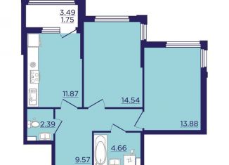 Продается 2-комнатная квартира, 58.7 м2, Воронеж