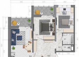Продаю 2-ком. квартиру, 66.3 м2, Воронеж, улица Фёдора Тютчева, 105