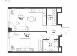 Продаю 1-ком. квартиру, 46.9 м2, Москва, метро ЗИЛ