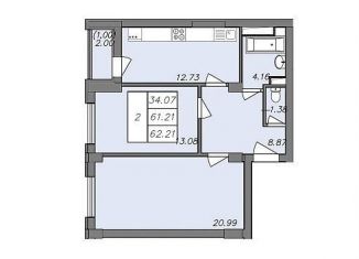 Продаю двухкомнатную квартиру, 61.3 м2, Воронеж, Волгоградская улица, 45