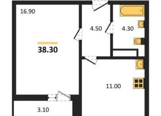 Однокомнатная квартира на продажу, 38.3 м2, Воронеж