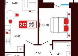 Продается двухкомнатная квартира, 41.9 м2, Туймазы, переулок Луначарского, 3