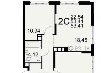 2-комнатная квартира на продажу, 53.4 м2, Рязань