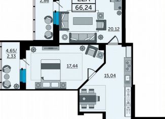 Продается 2-ком. квартира, 66.2 м2, Ростов-на-Дону, Ворошиловский проспект, 82/4