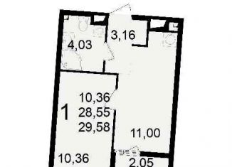 Продам 1-комнатную квартиру, 29.6 м2, Рязань