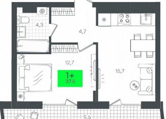 Продаю 1-ком. квартиру, 47.2 м2, Тюмень, улица Николая Глебова, 6