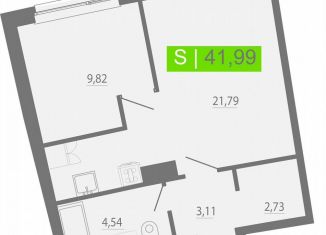 1-ком. квартира на продажу, 42 м2, Мурино